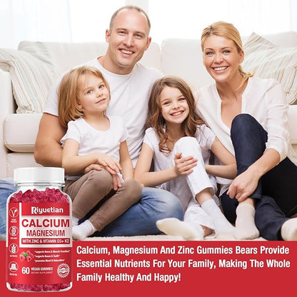 Calcium Magnesium Zinc Gummies with Vitamin D3 Supplement, 60 Count