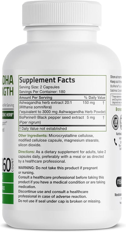 Bronson Ashwagandha Extra Strength Stress & 360 Vegetarian