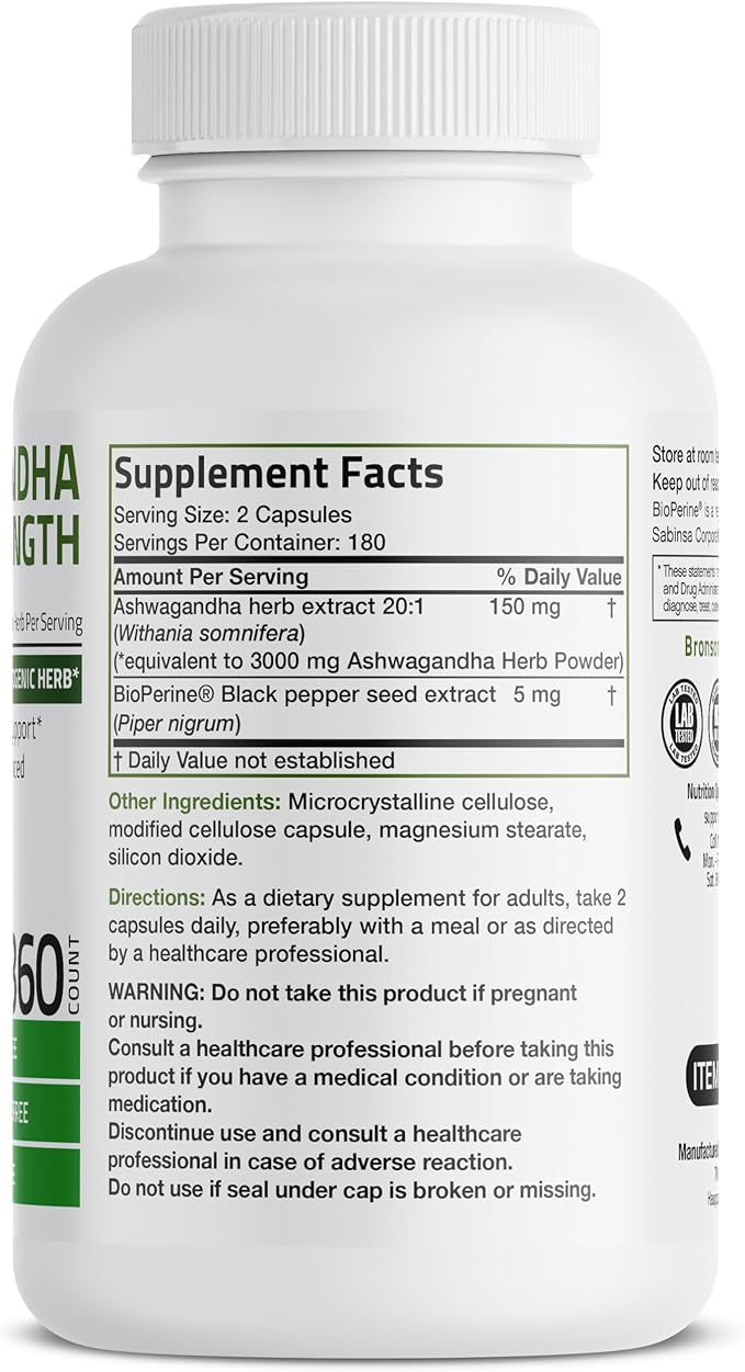 Bronson Ashwagandha Extra Strength Stress & 360 Vegetarian