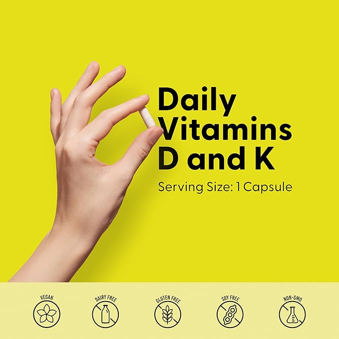 LIVELY VITAMIN CO. Solar Power Vitamin D3 2000 iu - Patented Vitamin K - MK7 - Immune Balance - Brain Function - Mood - Heart - Stress - 180 Count