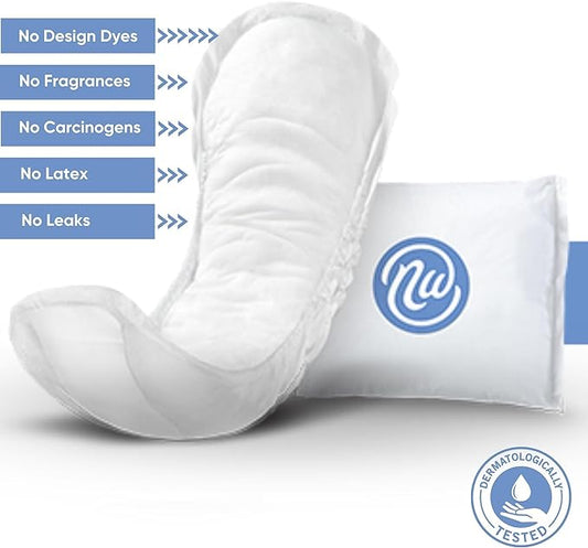Incontinence Pads for Women, Skin-Safe Design, 12 in, 30 Count, 3 Packs, 90 Total