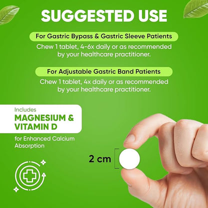 BariSlim Bariatric Calcium Citrate with Magnesium & Vitamin D Tabs - 500mg Calcium Citrate - Formulated for Post Weight Loss Surgery - Supports Bone Health | Cherry