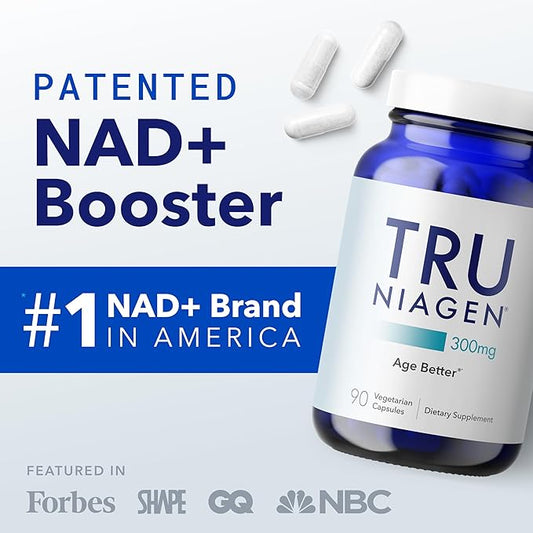 TRU NIAGEN Patented NAD Supplement for Anti Aging and Cell Regeneration, 300 mg Niagen, 90 Servings | Supports Cellular Energy, Brain, Muscle | Nicotinamide Riboside (NR) Take 1 Daily | 1 Bottle