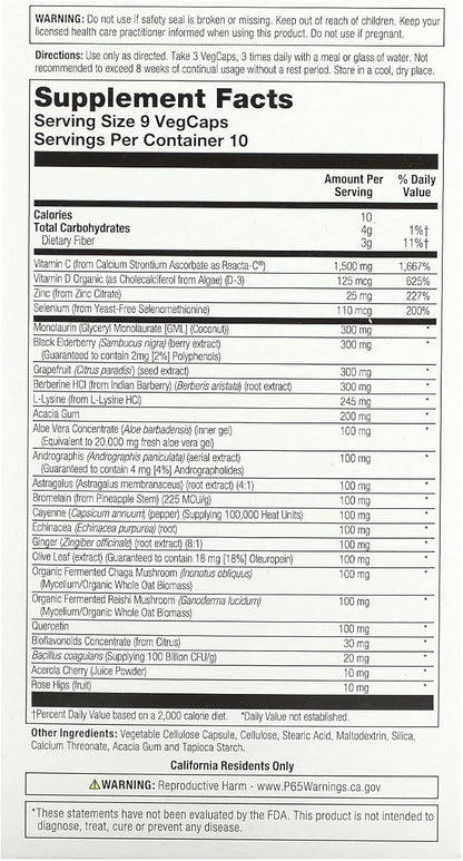 Solaray Immufight Ultimate Immune Support | Healthy Response Formula w/Vitamin C & D, Zinc, Herbs | 10 Serv, 90 VegCaps