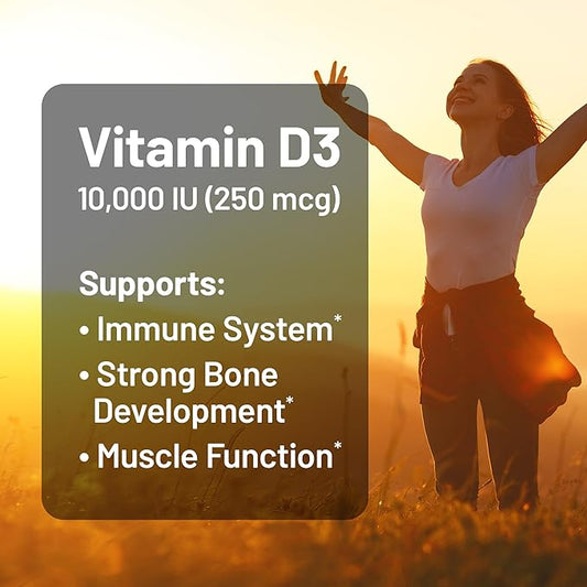 NatureWise Vitamin D3 10,000IU (250 mcg) Extra Strength for Healthy Muscle Function and Immune Support, Non-GMO, Gluten Free in Organic Extra Virgin Olive Oil, Softgel, 90 Count[3-Month Supply]