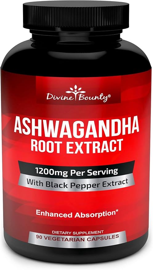 Divine Bounty Organic Ashwagandha Capsules 1200mg Ashwagandha 90 Veggie