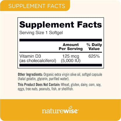 NatureWise Vitamin D3 5000iu (125 mcg) 90 Count