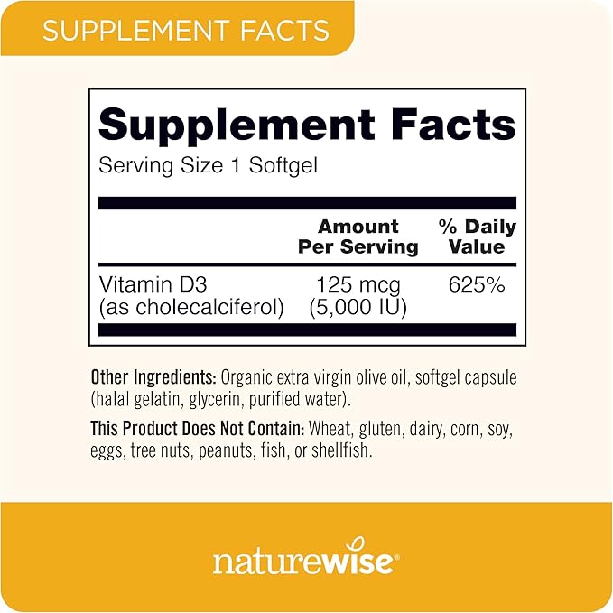 NatureWise Vitamin D3 5000iu (125 mcg) 1 Year 360 Count