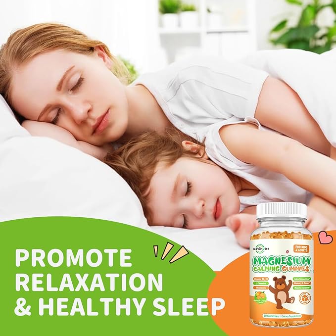 Magnesium Gummies for Kids - Magnesium Glycinate, L-Threonate Supplement with L-Theanine, Vitamin B6, D3 for Adults & Kids, Calm Magnesium for Sleep, Relaxation, Brain, Bones,Sugar Free Orange 120ct