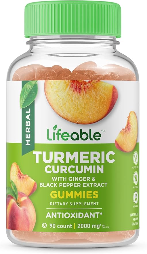 Lifeable Turmeric Curcumin with Ginger & 2000mg – 90 Gummies