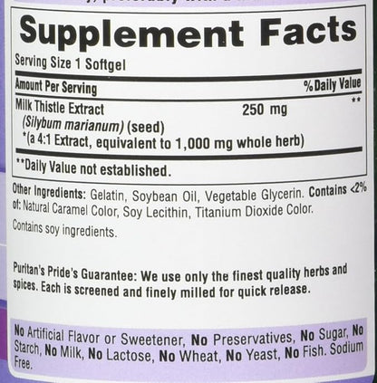 Puritan's Pride Milk Thistle 4:1 Extract 1000 Mg 180 Count 2)