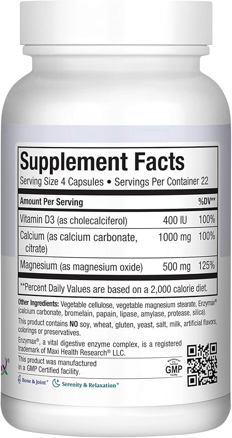 Maxi Health Calcium 1000 mg Supplement D3 (1000 (1000 IU) (500 mg) 90 Capsules