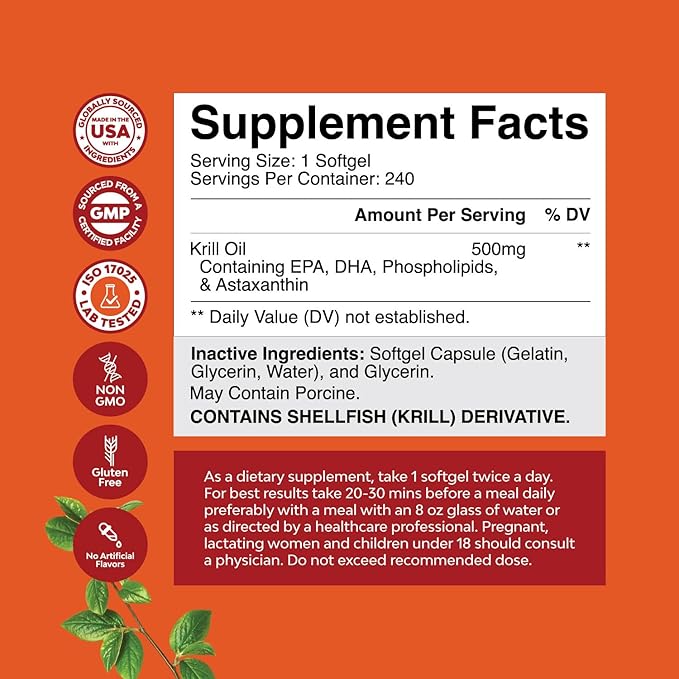 Antarctic Krill Oil 500mg Softgels 3 Krill 3rd Party 2 Packs