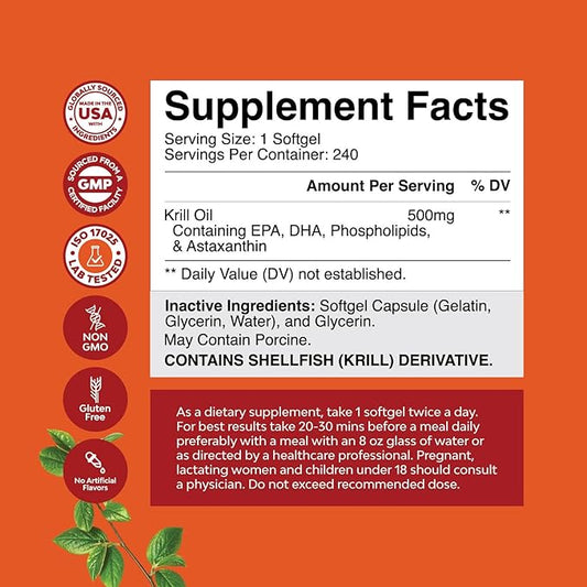 Antarctic Krill Oil 500mg Softgels 3 Krill 3rd Party 2 Packs