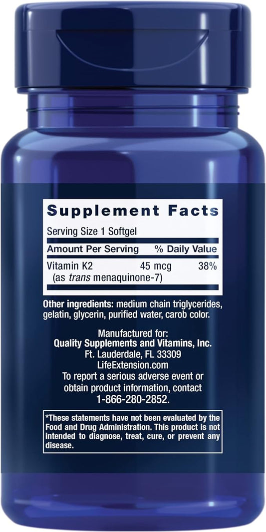 Life Extension Low Dose Vitamin K2 90 Softgels