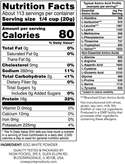 NOW Sports Nutrition, Egg White Protein, 16 g 5-Pound