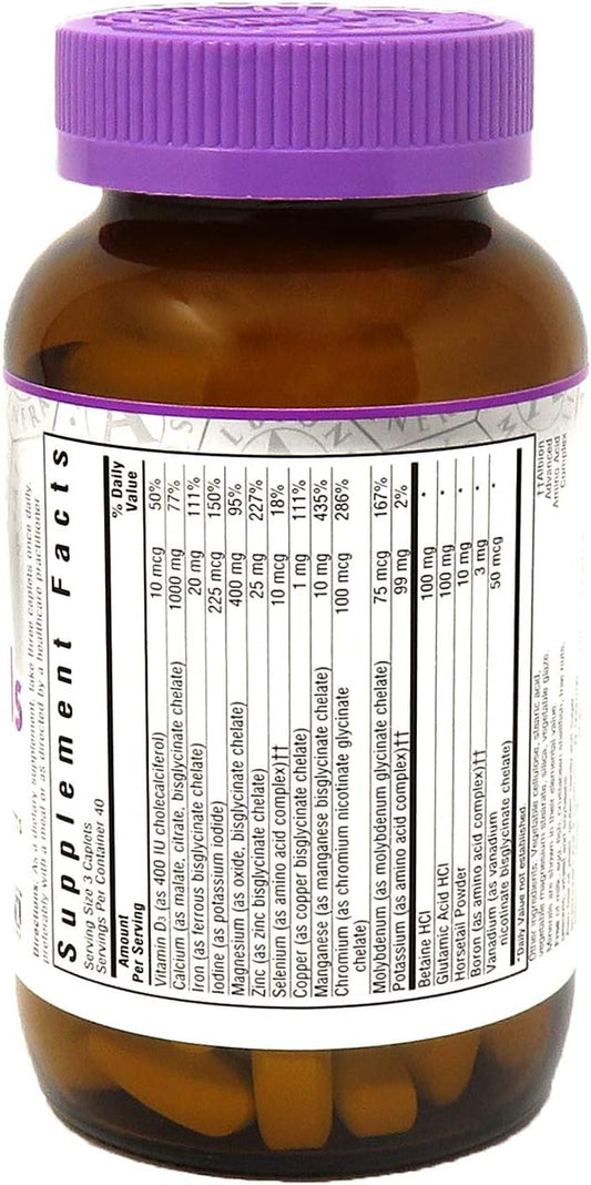 Bluebonnet Nutrition High Potency Chelated Multiminerals, Albion Chelated Minerals, Soy-Free, Gluten-Free, Non-GMO, Kosher Certified, Dairy-Free, 120 Caplets, 40 Servings