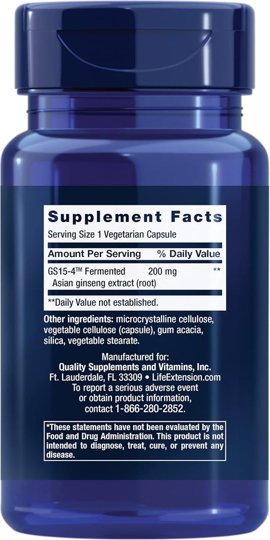 Life Extension Ginseng Energy Boost, Fermented 30 Capsules