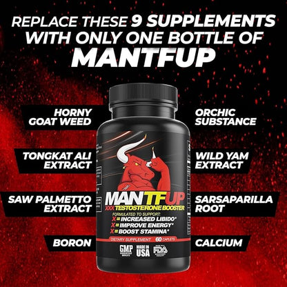 Vitality Enhancer for Men | Fast-Acting Testosterone Booster & Daily Supplement to Support Male Health & Libido | Potenciadores de Testosterona | Made in USA (2 Month Supply, 120 Caplets)