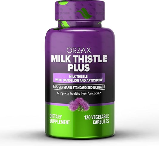 ORZAX Milk Thistle 250 mg 80% Silymarin 120 Vegetable