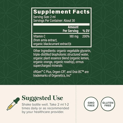 Global Healing Center USDA Organic Vitamin 180mg, Liquid (2 Oz)