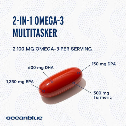 Oceanblue Omega-3 2100 Advanced Wellness Bundle – Vitamin D3 & Turmeric – High Potency Fish Oil for Heart, Joint & Immune Support – 2-Pack