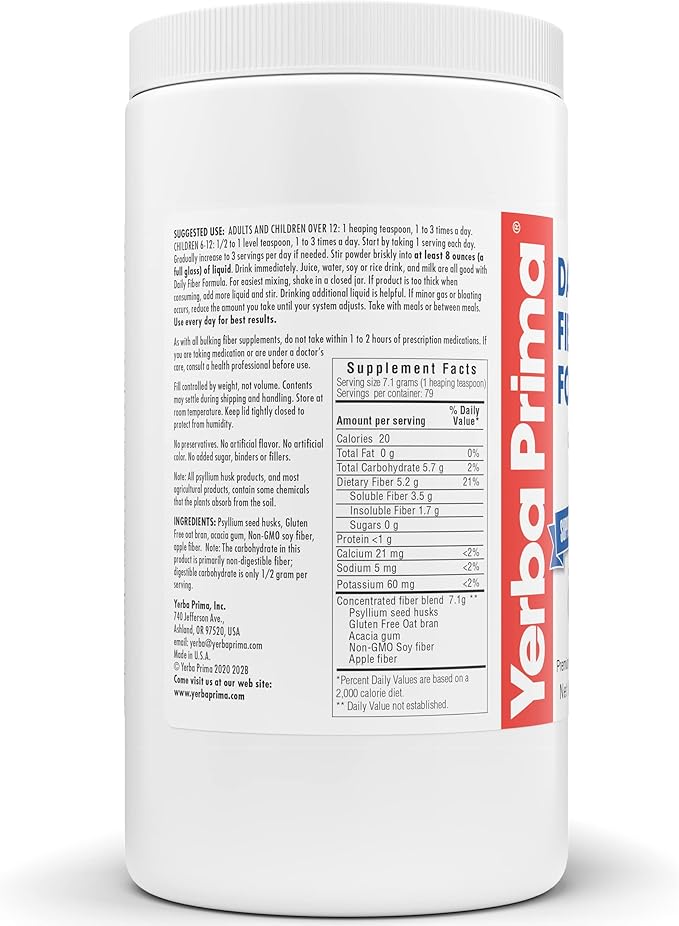 Yerba Prima Daily Fiber Formula 20 oz
