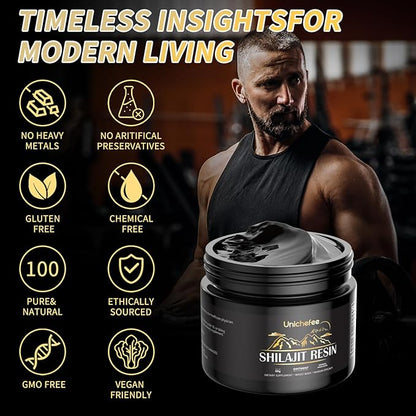60g Shilajit Resin Pure Himalayan Organic 100% Shilajit Natural Resin Mineral Supplements for Men/Women, with 85+ Trace Minerals & Fulvic Acid for Energy