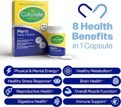 Culturelle Daily Health 8-in-1 Probiotic and 30 Count D3, Vitamin B12
