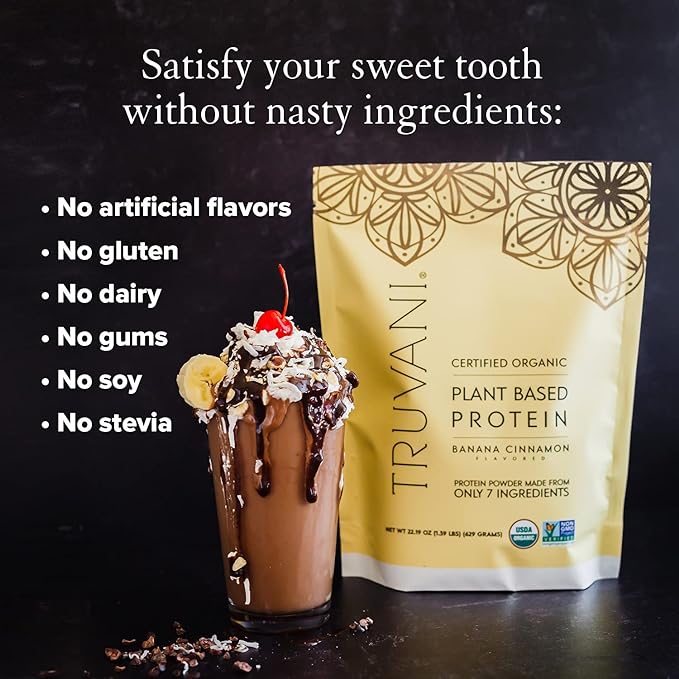 Truvani Vegan Pea Protein Powder 20g Organic 10 Servings