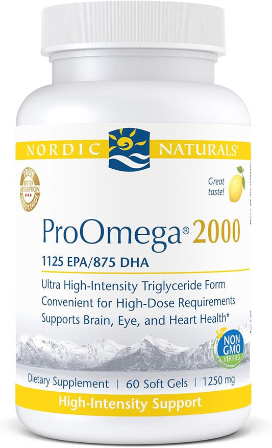 Nordic Naturals ProOmega 2000, Lemon Flavor 2150 mg Omega-3 - 60 Soft 30 Servings