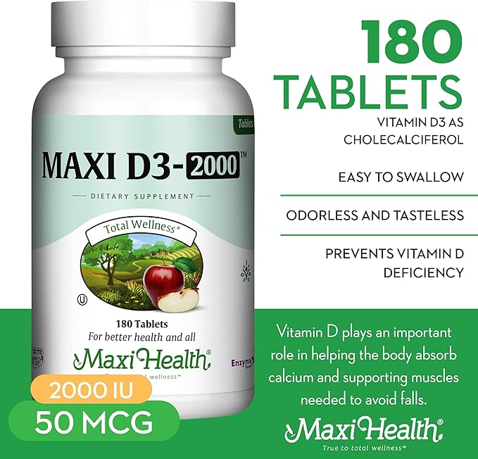 Kosher Vitamin D3 2000IU - Highly Absorbable Vitamin D Supplements for Healthy Immune Response, Calcium Absorption, Teeth & Bone Health - VIT D3 Vitamin 2000 IU - Vitamin D 3 - VIT D 3-180 Tablets