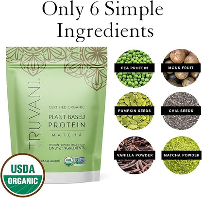 Truvani Vegan Pea Protein Powder 20g Organic 10 Servings