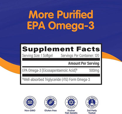 OmegaVia EPA 500, Purified Omega 3 500 mg 5-Star, 120 120 ct