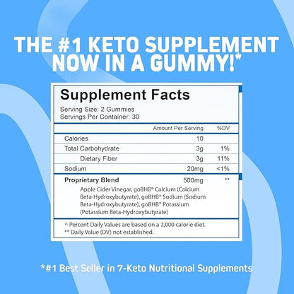 Herbtonics Keto Apple Cider Vinegar Gummies - Digestion & Detox Support - Sugar Free BHB Advanced Formula for Keto Support - Raw ACV with The Mother - 120 Vegan ACV Gummies