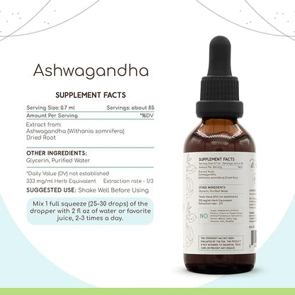 Ashwagandha B60 Alcohol-Free Herbal Extract Tincture, 2 fl