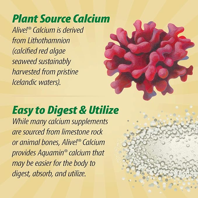 Nature's Way Alive! Calcium Max Absorption, D3 & K2, Magnesium, 60 Tablets