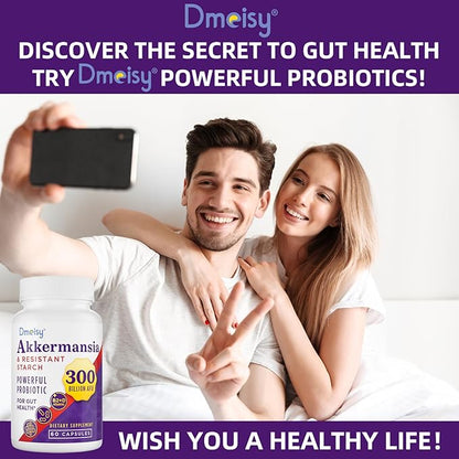 GLP-1 Supplement - 300 Billion AFU Akkermansia Muciniphila, Akkermansia Probiotic for Women & Men, for Boost GLP-1, Digestive, Gut, Immunity, Enhances Gut Lining Function & Intestinal Walls, 120 Count