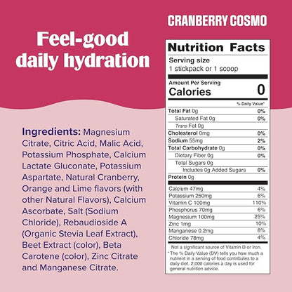 Ultima Replenisher Daily Electrolyte Powder Drink Mix – Cranberry Cosmo, 90 Servings – Hydration Powder with 6 Key Electrolytes and Trace Minerals – Keto Friendly, Non-GMO and Sugar-Free