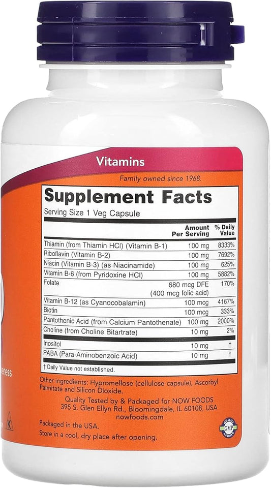 NOW Supplements, Vitamin B-100, Energy Production*, 100 Veg