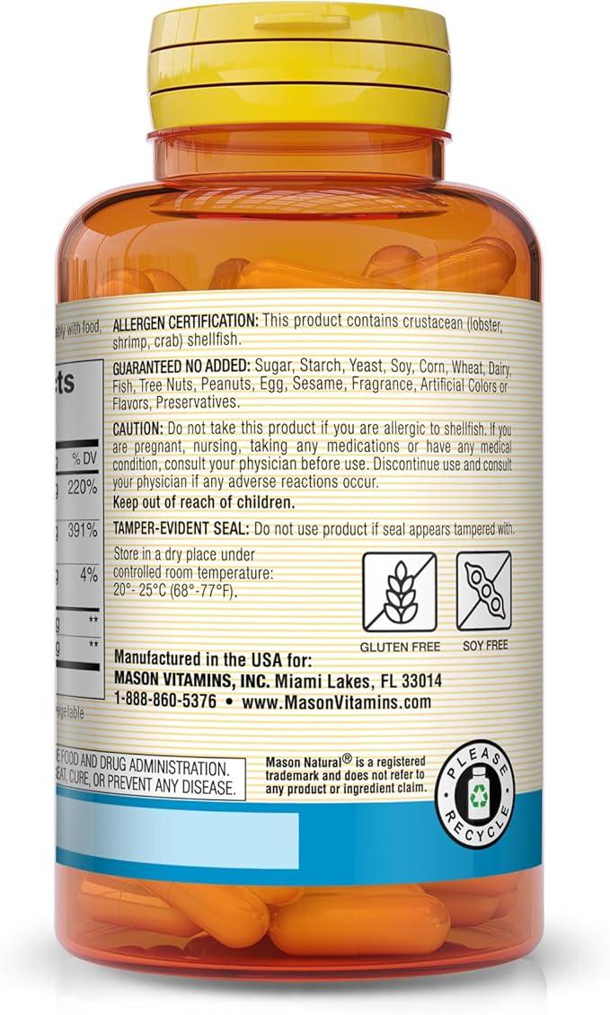 MASON NATURAL Glucosamine Chondroitin 1500/1200 180 Capsules, 2 Month