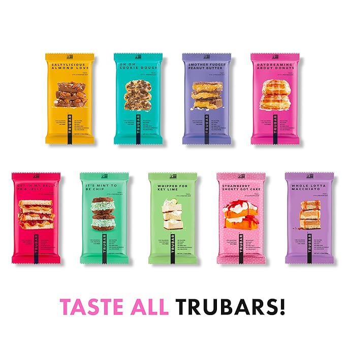 TRUBAR Vegan Protein Bar, Daydreaming About Donuts, Gluten Free, Plant Based Protein, Dairy Free, Non GMO, Soy Free, No Sugar Alcohols, 12G Protein, 12G Fiber, 23G Carb, On the Go Snack Bars, 12 CT