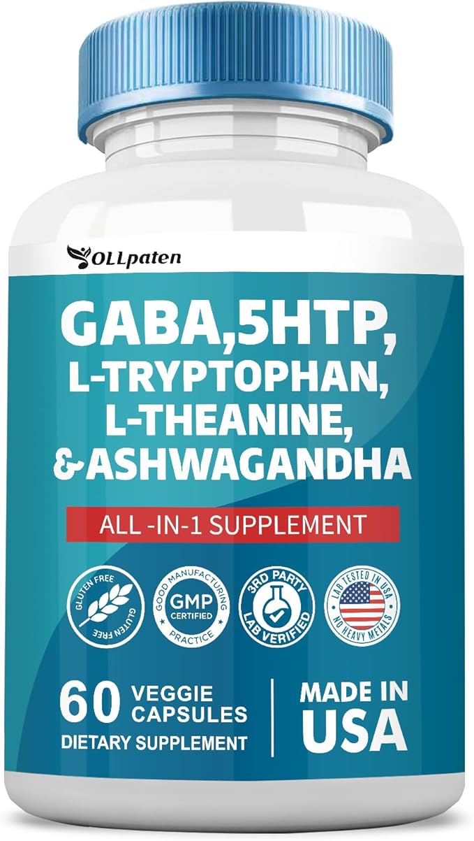 GABA 750mg 5 HTP 200mg L 500mg L 200mg Ashwagandha 3000mg SAM-e 60 Capsules