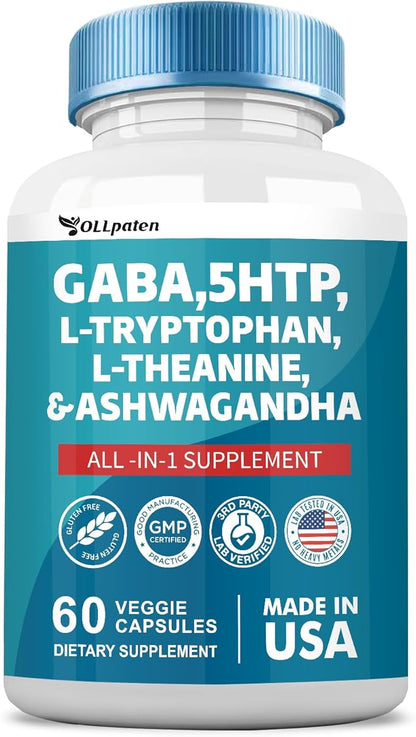 GABA 750mg 5 HTP 200mg L 500mg L 200mg Ashwagandha 3000mg SAM-e 60 Capsules