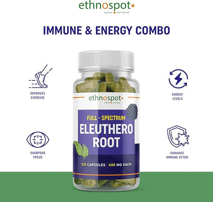 Full Spectrum Eleuthero Root Capsules 125 Vegan