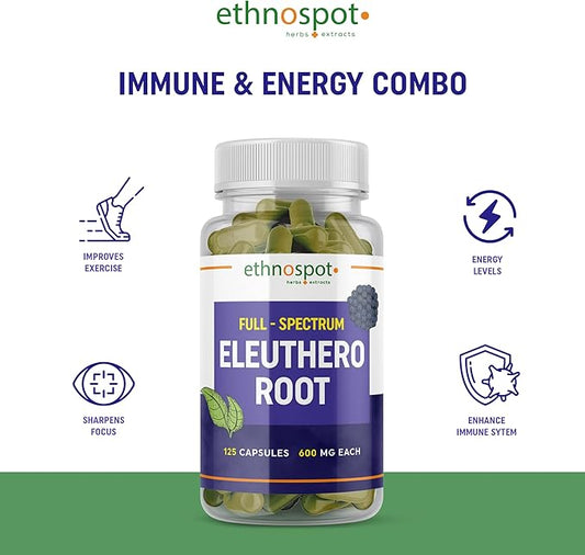 Full Spectrum Eleuthero Root Capsules 125 Vegan