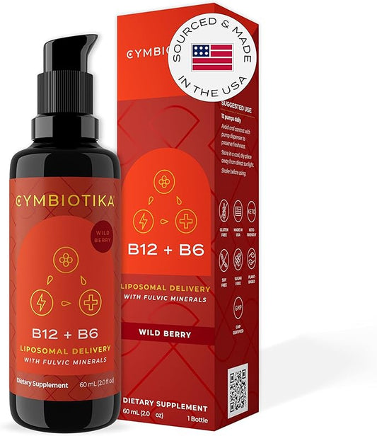 CYMBIOTIKA Liposomal Vitamin B12 Liquid Supplement, 1250 mcg, 2 oz