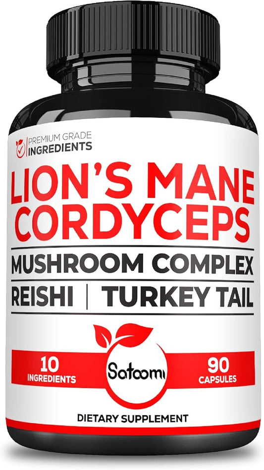 Satoomi 10in1 Cordyceps Mushroom Supplement 90 Capsules 90 Serving