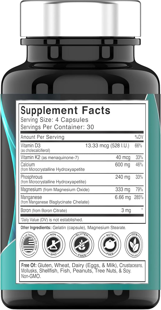 Bone Reinforcer (120 Capsules) MCHA Calcium D3, Magnesium, K2, Boron