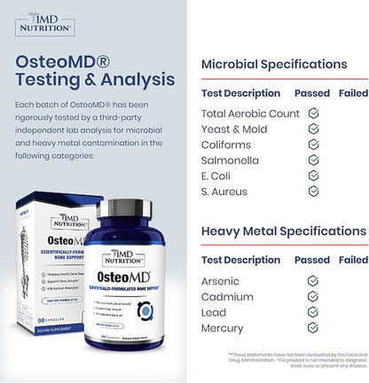1MD Nutrition OsteoMD for Comprehensive Support - Supplement for Women and Men - Promote Density w/Vitamin D - Hydroxyapatite w/Vitamin D3 & K2-90 Capsules